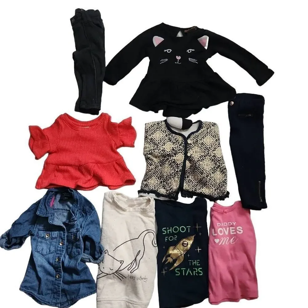Girls Size 12 Months Lot of 9 Tops Pants Bundle OshKosh Jessica Simpson